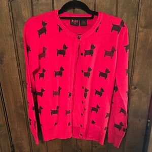 Folter Women's Red Dog Pattern Cardigan